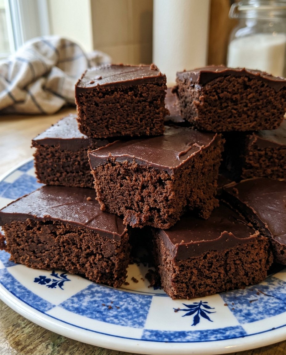A full view of a brownie cake in a pan showing the perfect crinkle top