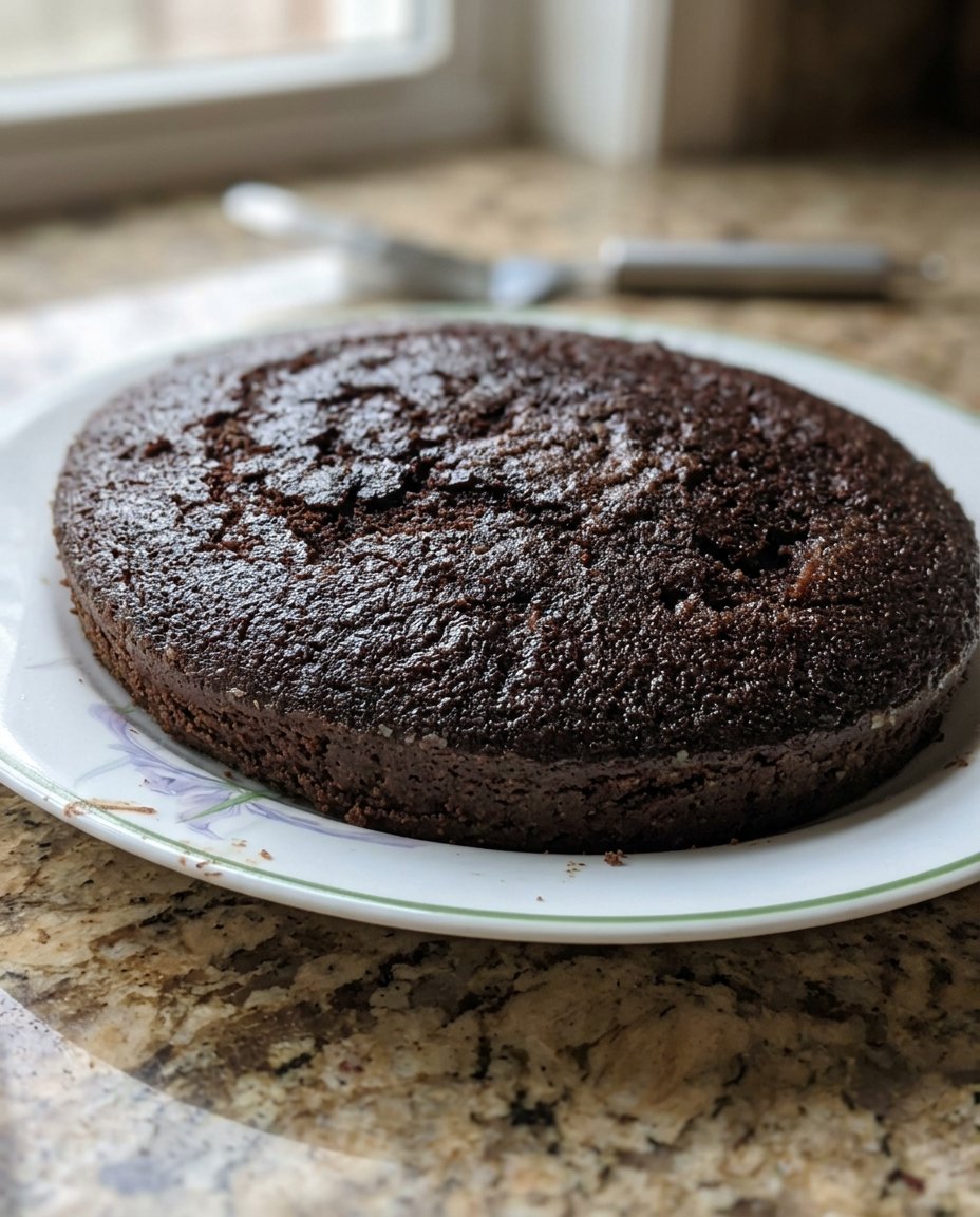 A slice of vegan chocolate cake on a white plate with a fork