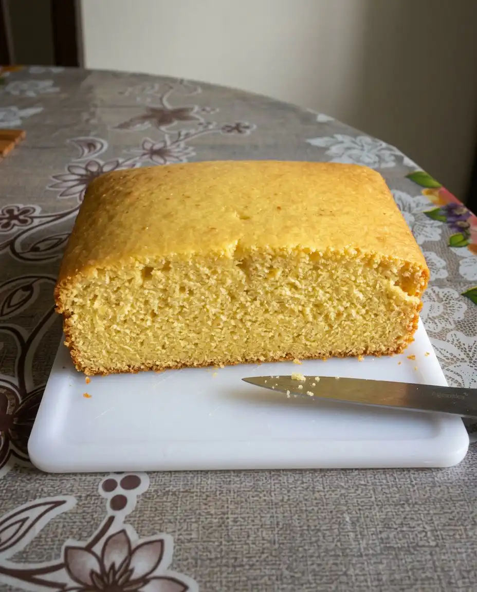 A slice of eggless vanilla cake topped with simple white frosting on a ceramic plate