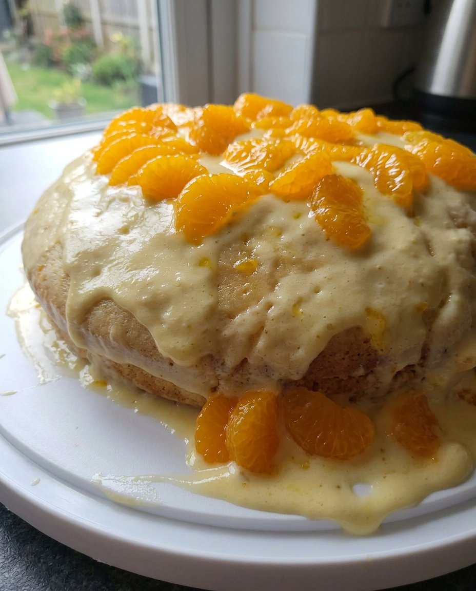 A slice of sponge cake served with fresh berries and whipped cream.