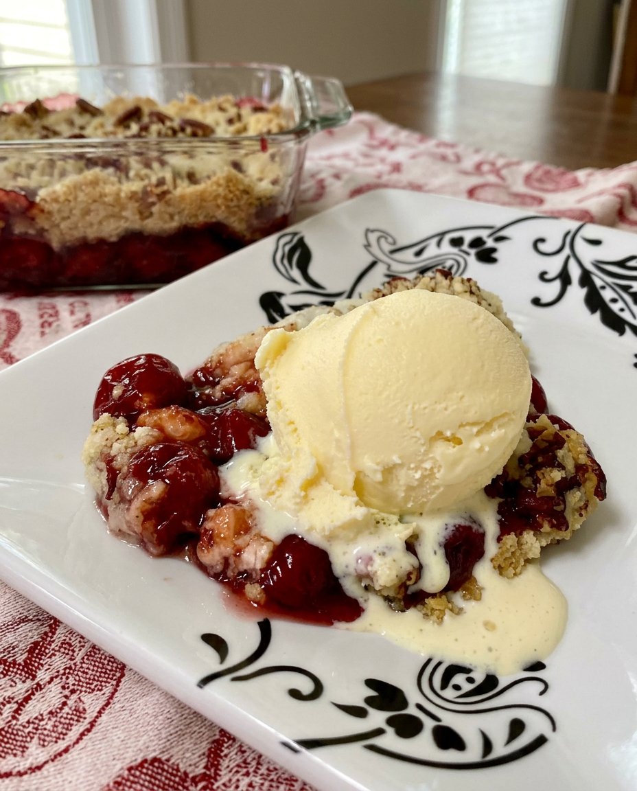 Cherry Dump Cake 13 Thin slices of butter being placed over a layer of dry cake mix