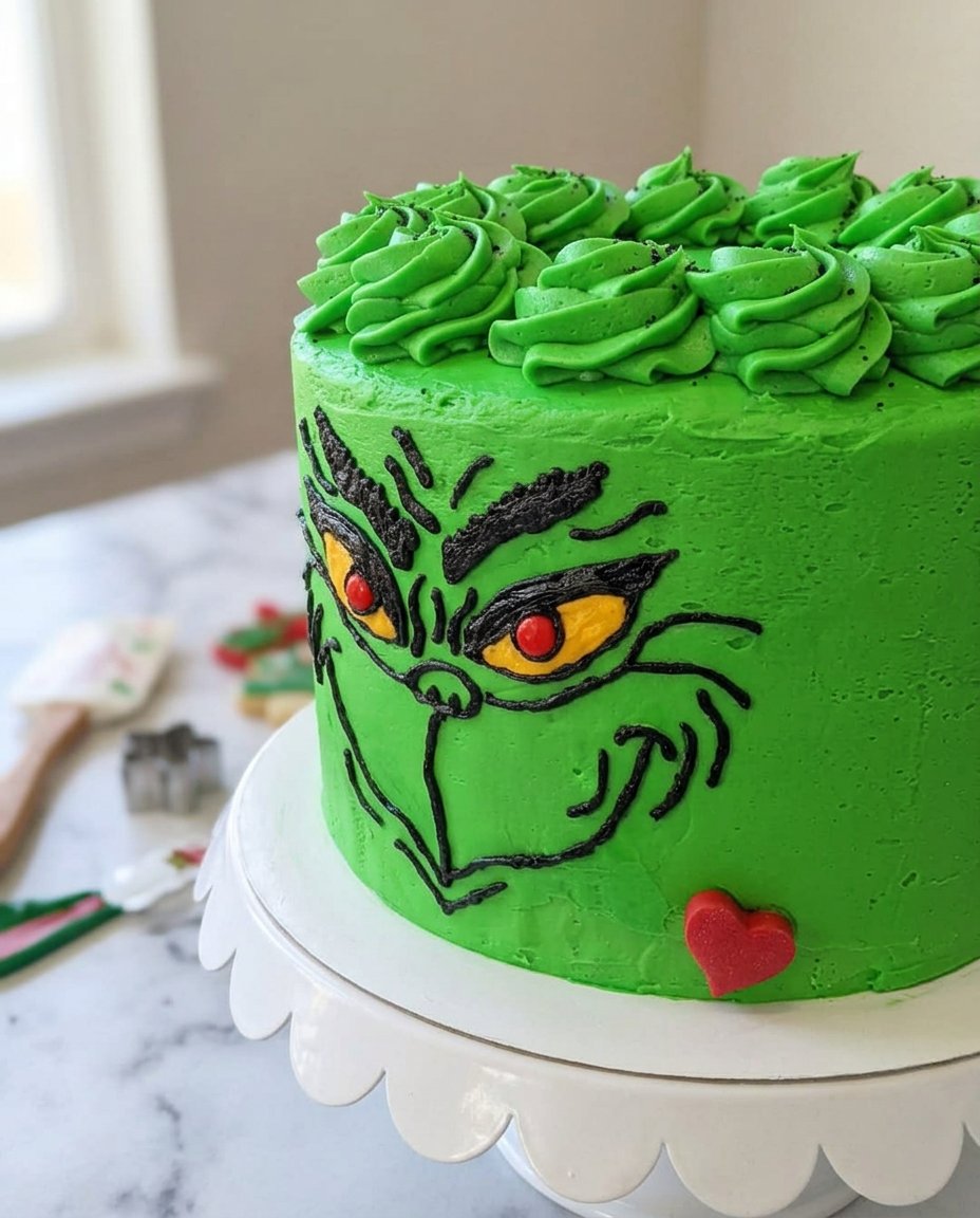 Close up of smooth green vanilla buttercream frosting