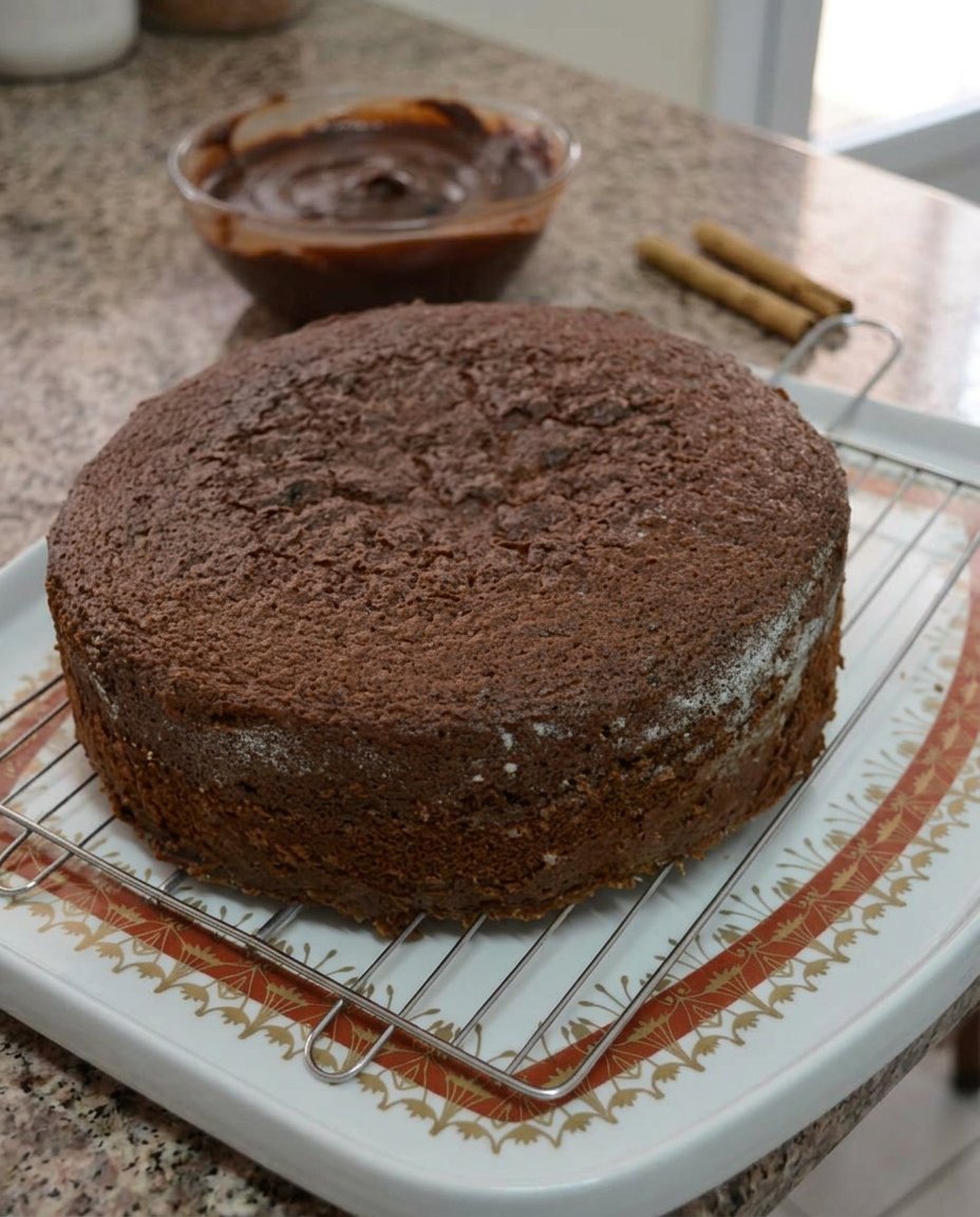 A close up slice of moist chocolate birthday cake with spices