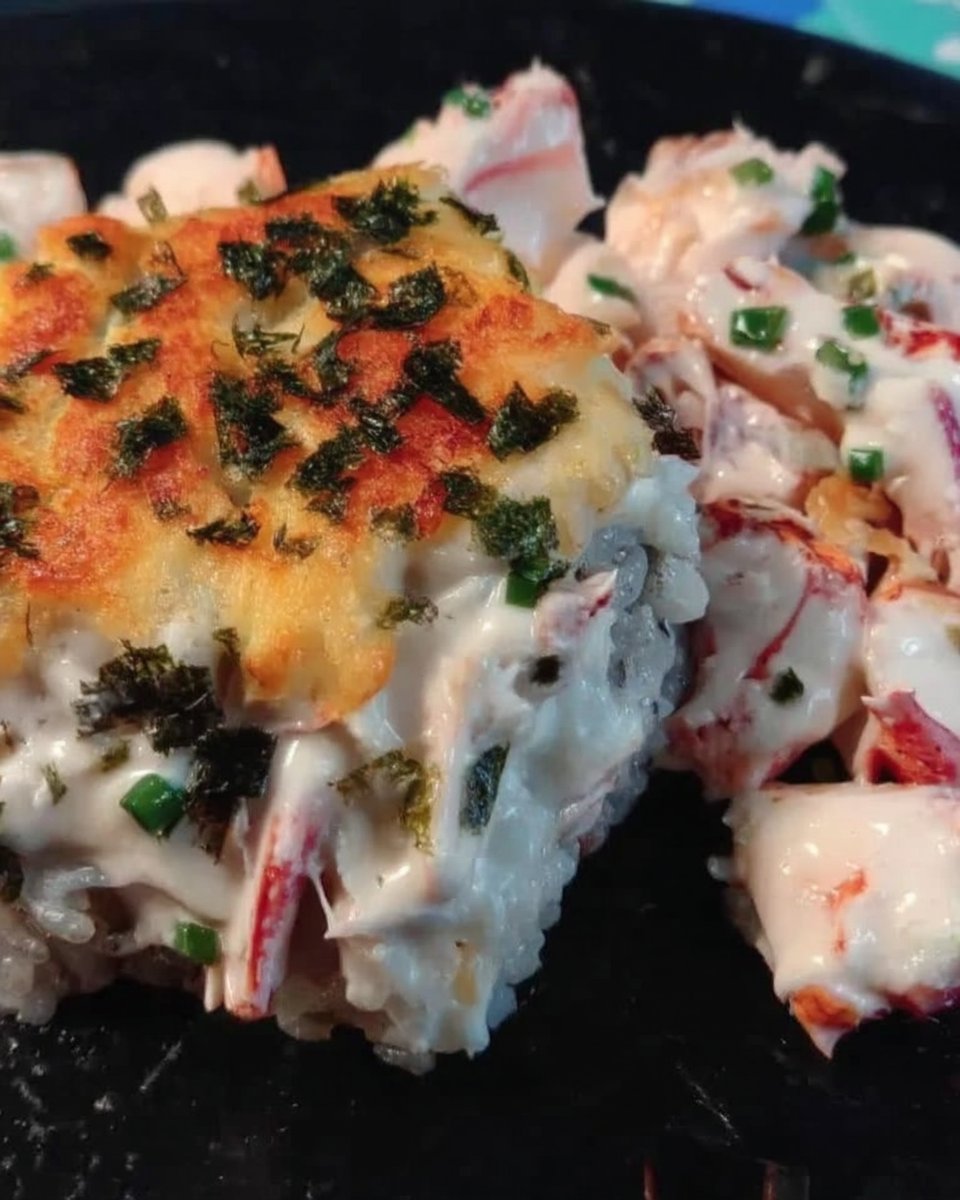 Fresh ingredients for sushi cake including salmon and avocado