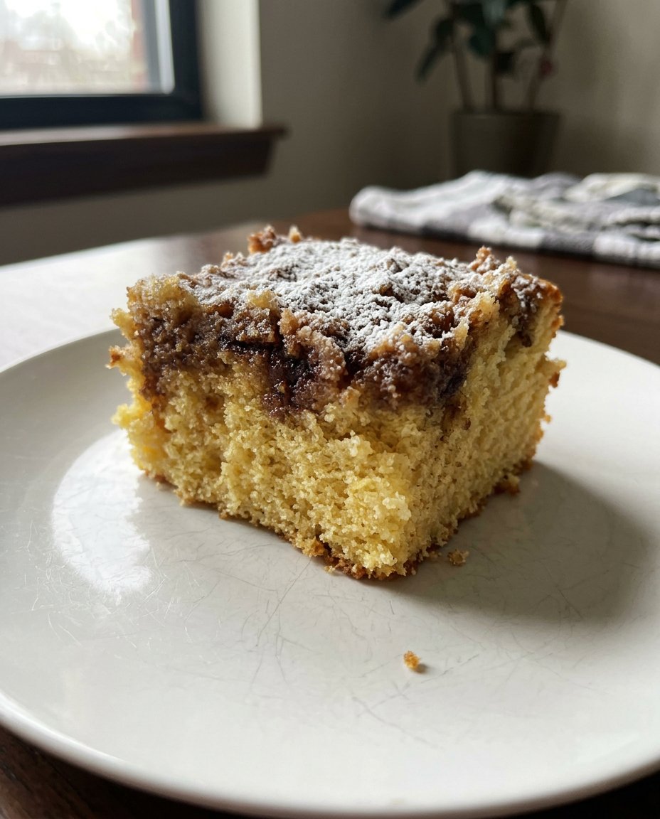 A hand using a knife to swirl white custard into yellow cake batter in a baking dish.