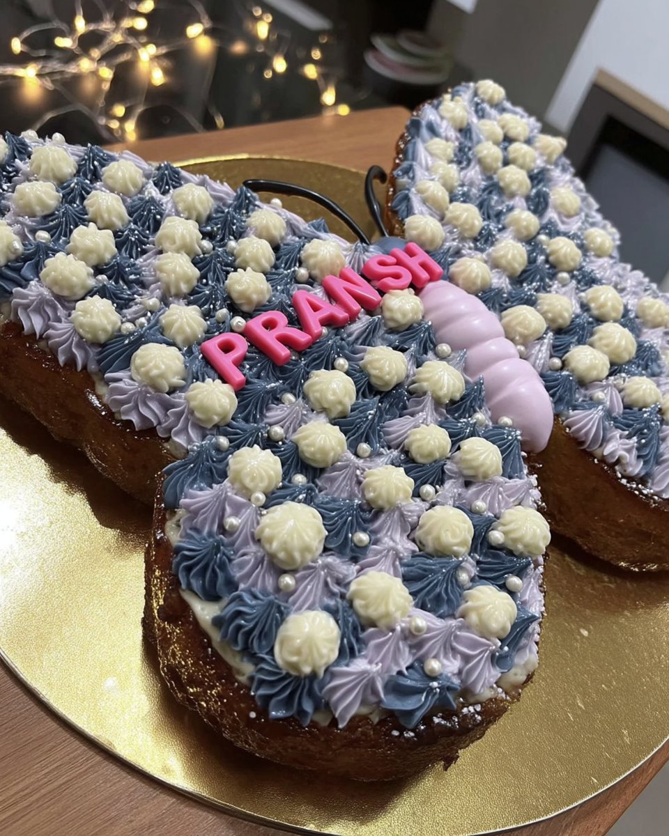 A group of vanilla butterfly cakes with wings made of sponge and vanilla buttercream frosting