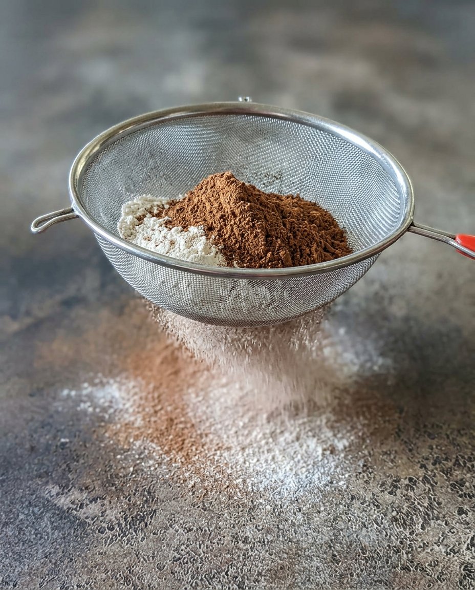 Stiff peaks of whipped cream in a chilled metal bowl