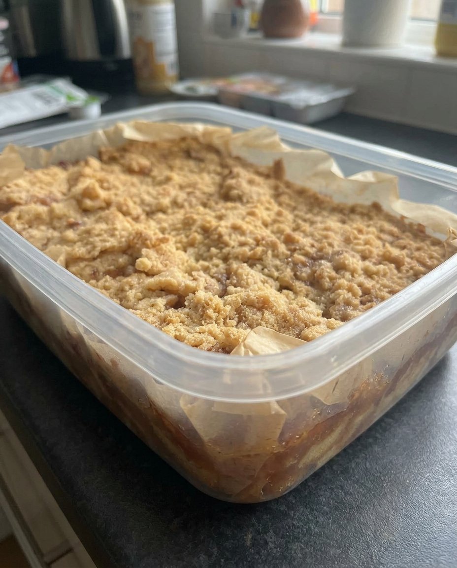 Close up of the texture of a strawberry rhubarb cake