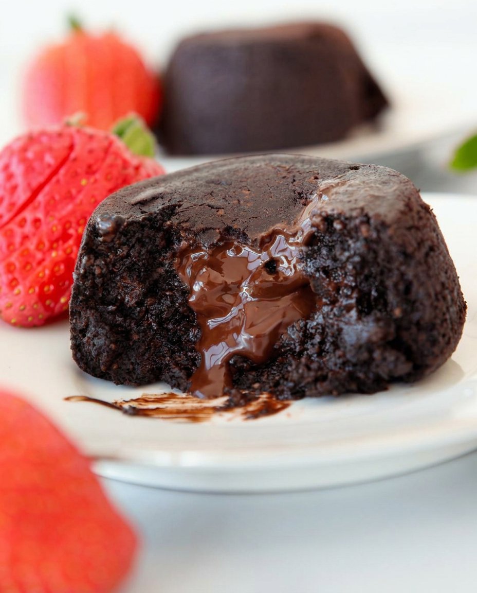 Melted dark chocolate and butter being stirred in a glass bowl