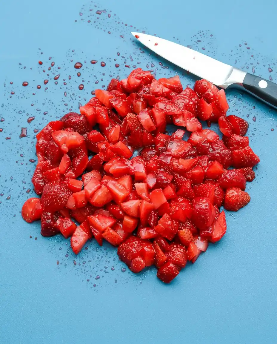 Chocolate Strawberry Cake 3 13 Gently folding strawberry cream cheese and whipped topping in a bowl