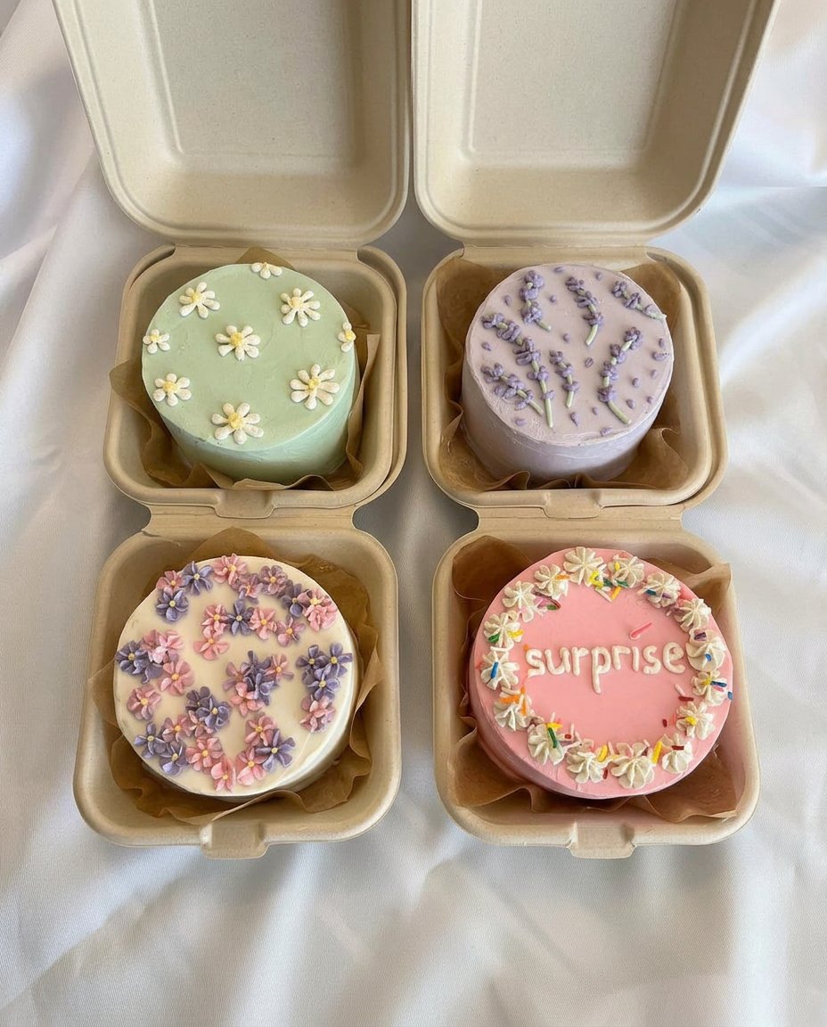 Close up of someone spreading Oreo buttercream on a mini cake