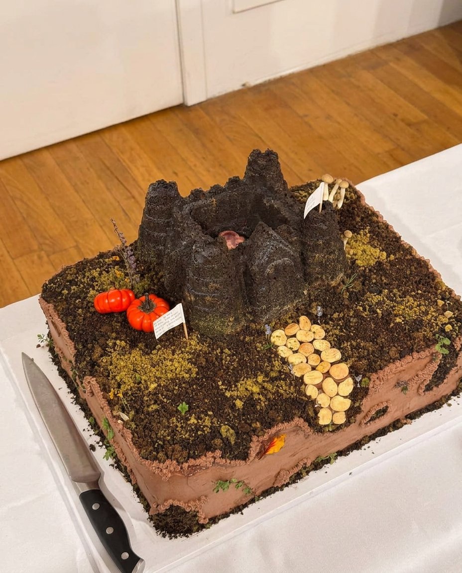 A close up of frosting ice cream cones to be used as castle towers.