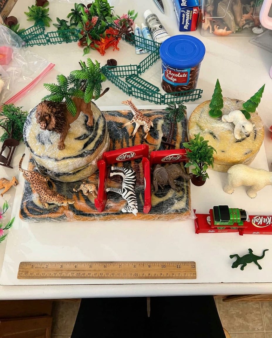 Black and white cake batter layered in a round pan to create zebra stripes