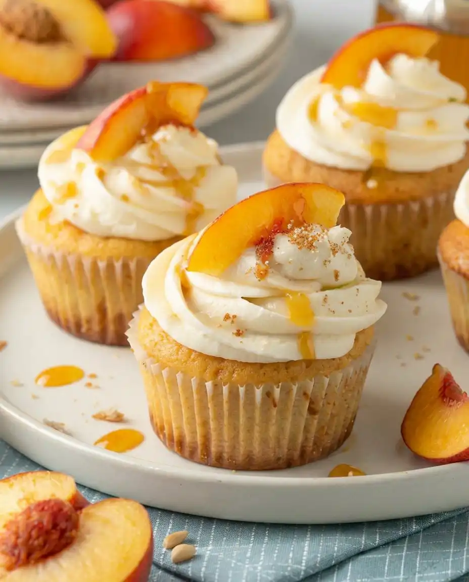 A muffin tin filled with cupcake batter and peach preserves