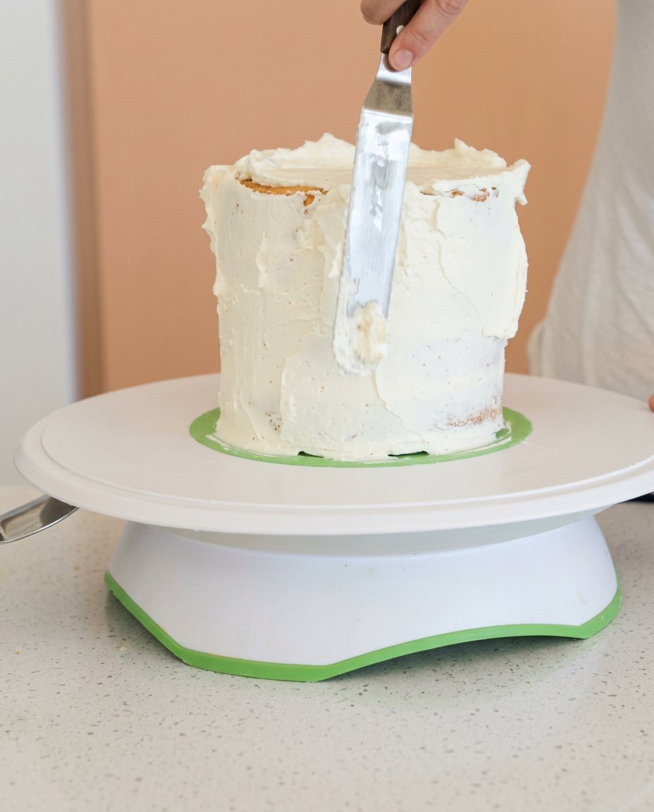 Small bowls filled with different colors of buttercream for a Two-Layer Watercolor Buttercream Cake.