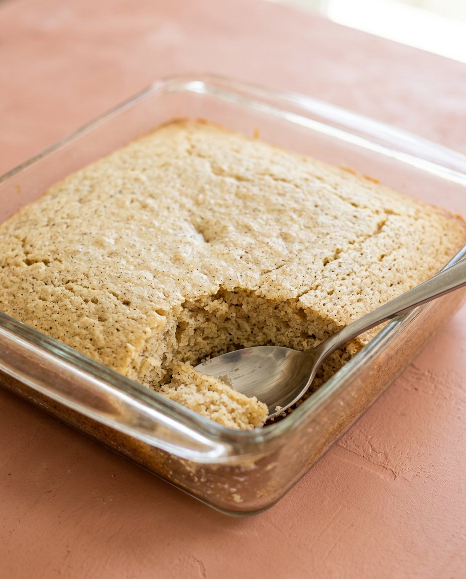 A hand using a pastry brush to apply a clear glaze to a warm zucchini cake with lemon glaze.
