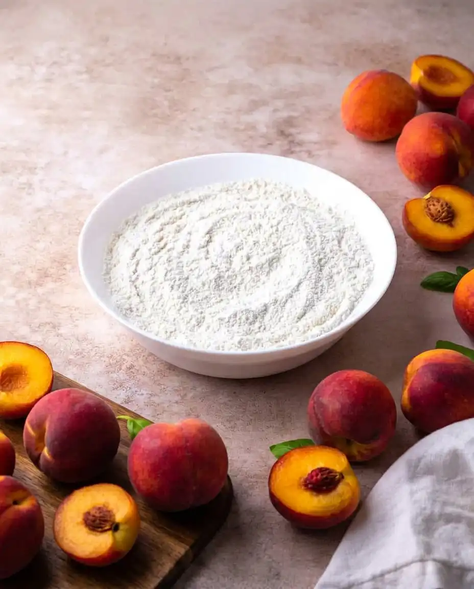 Ingredients for Patti Labelle’s Peach Cobbler including canned peaches and cinnamon.