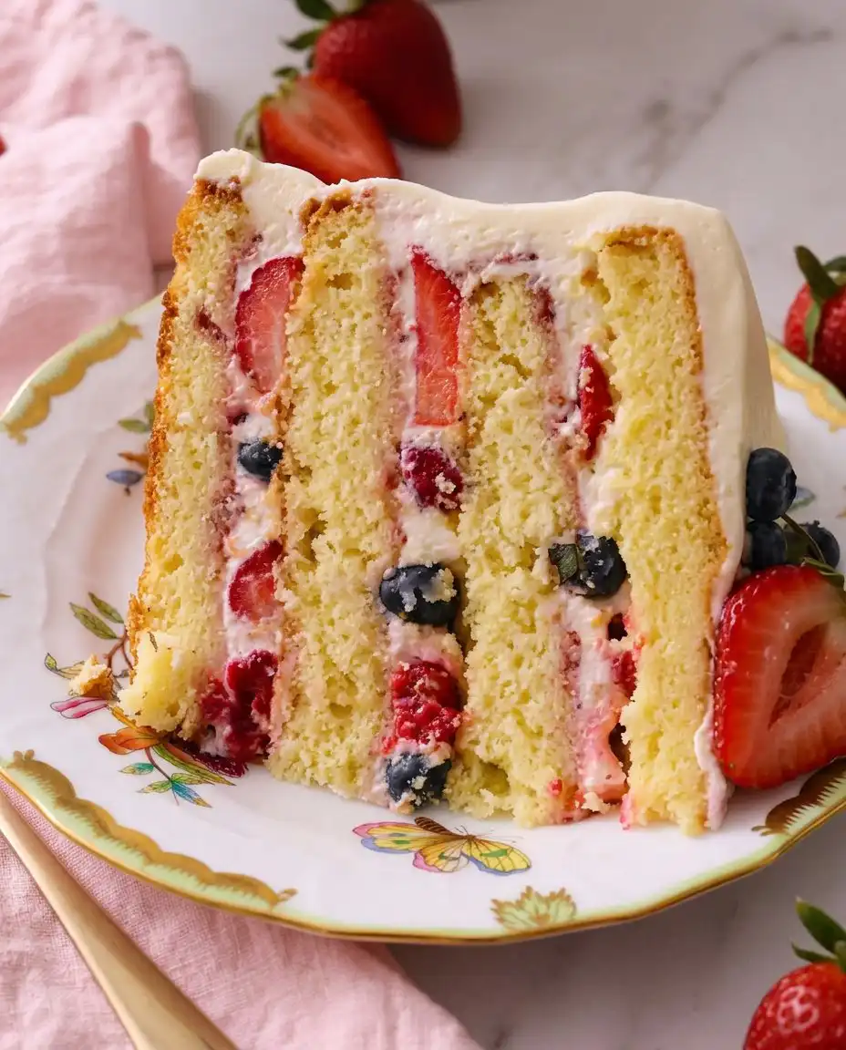 Full Chantilly Bliss cake decorated with berries