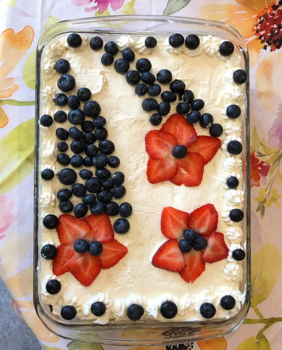 A platter of sliced 4th of July brownies ready to serve at a party