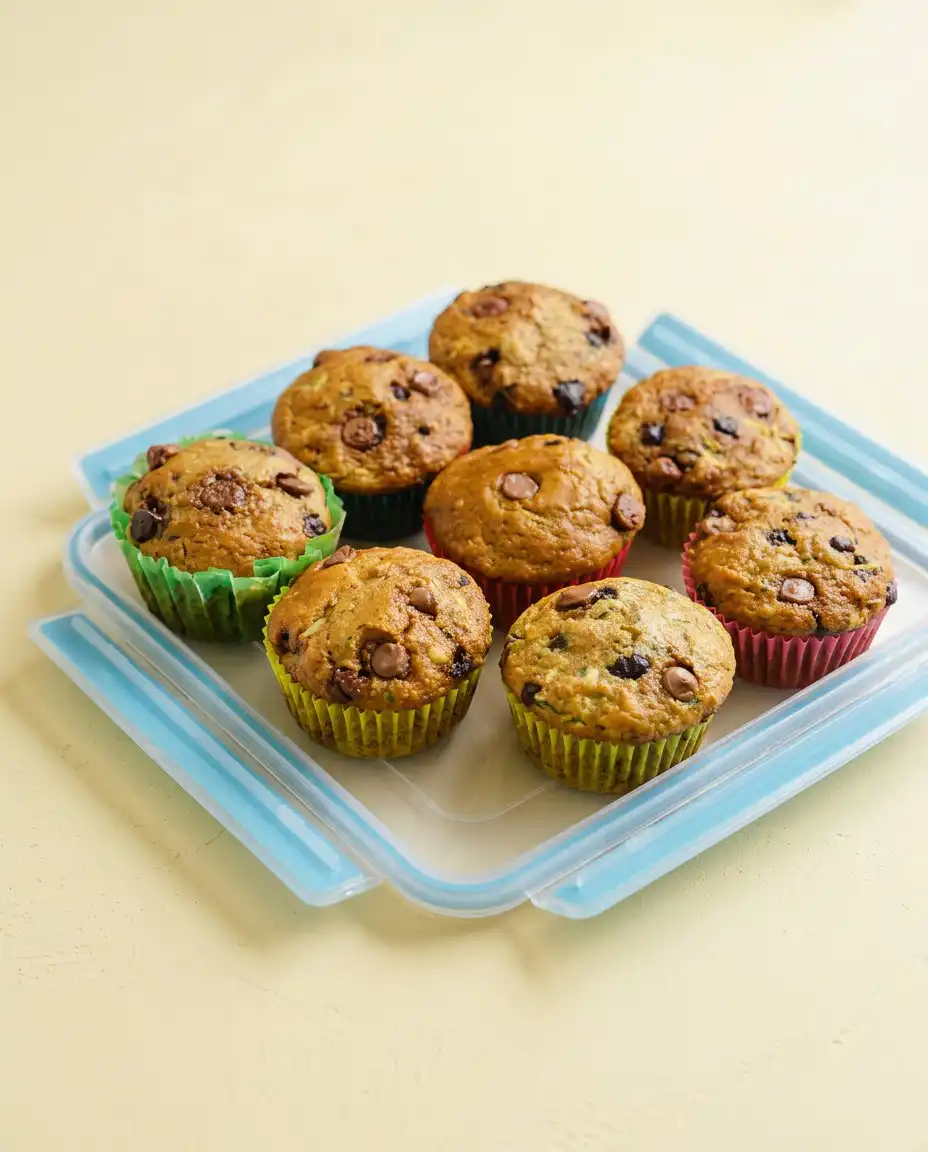 Chocolate Chip Zucchini Muffins 12 A batch of Chocolate Chip Zucchini Muffins resting on a wire rack with chocolate melting.