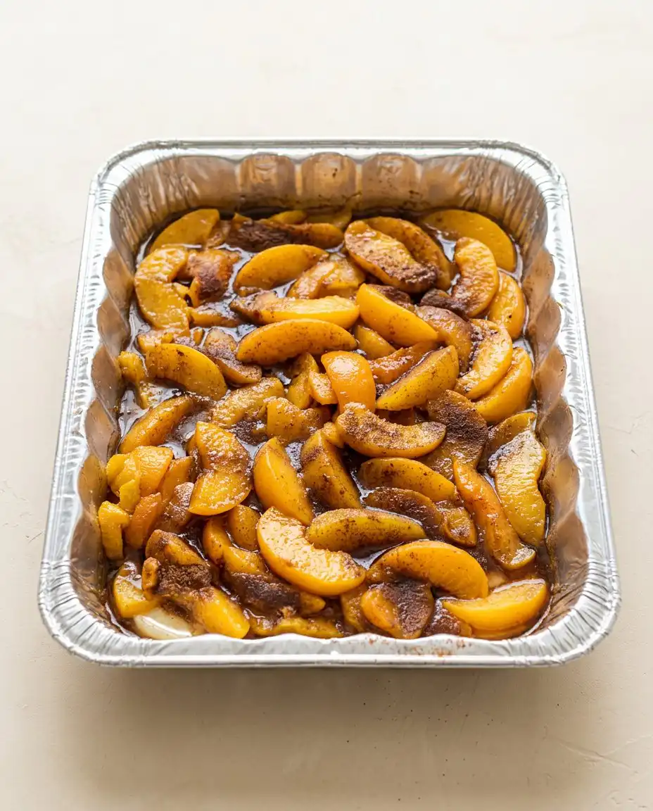 Shredded butter over the dry mix of an Easy Peach Pie Filling Dump Cake.