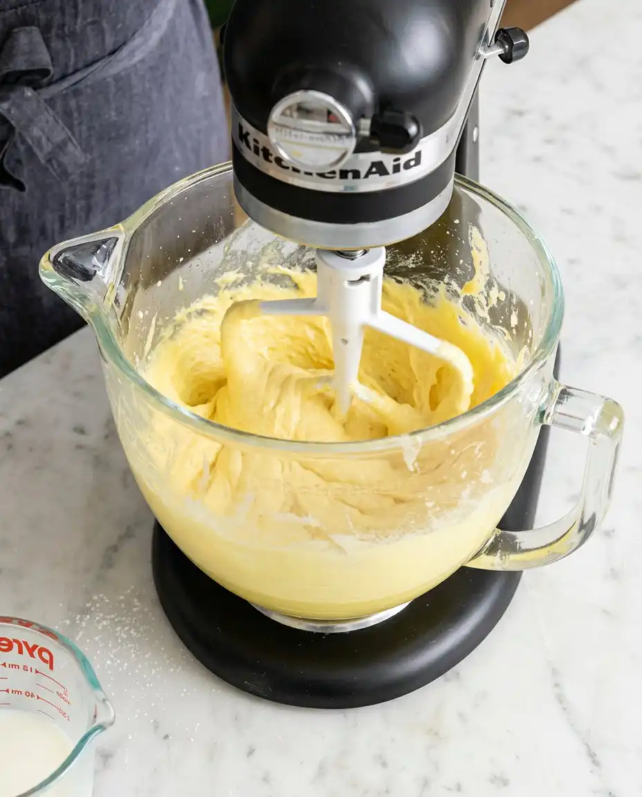 Bowls of flour sugar and cocoa powder ready to bake a Two-Layer Marble Cake.