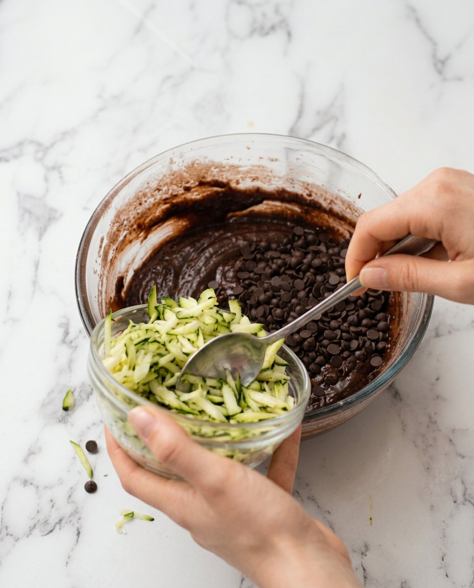 Moist Chocolate Zucchini Cake 15 Glossy chocolate ganache being poured over a Moist Chocolate Zucchini Cake.