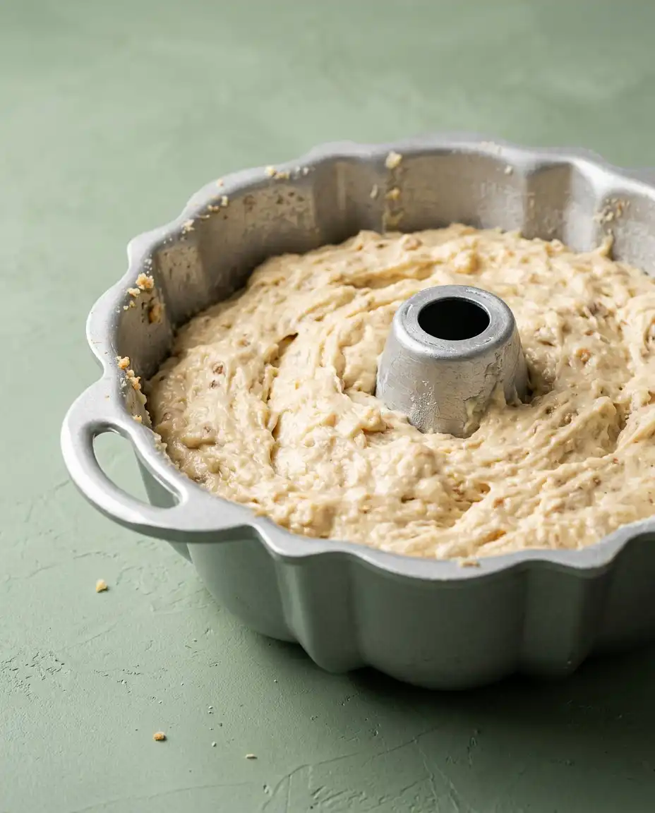 A person sifting flour into a bowl for a Southern Peach Cake.