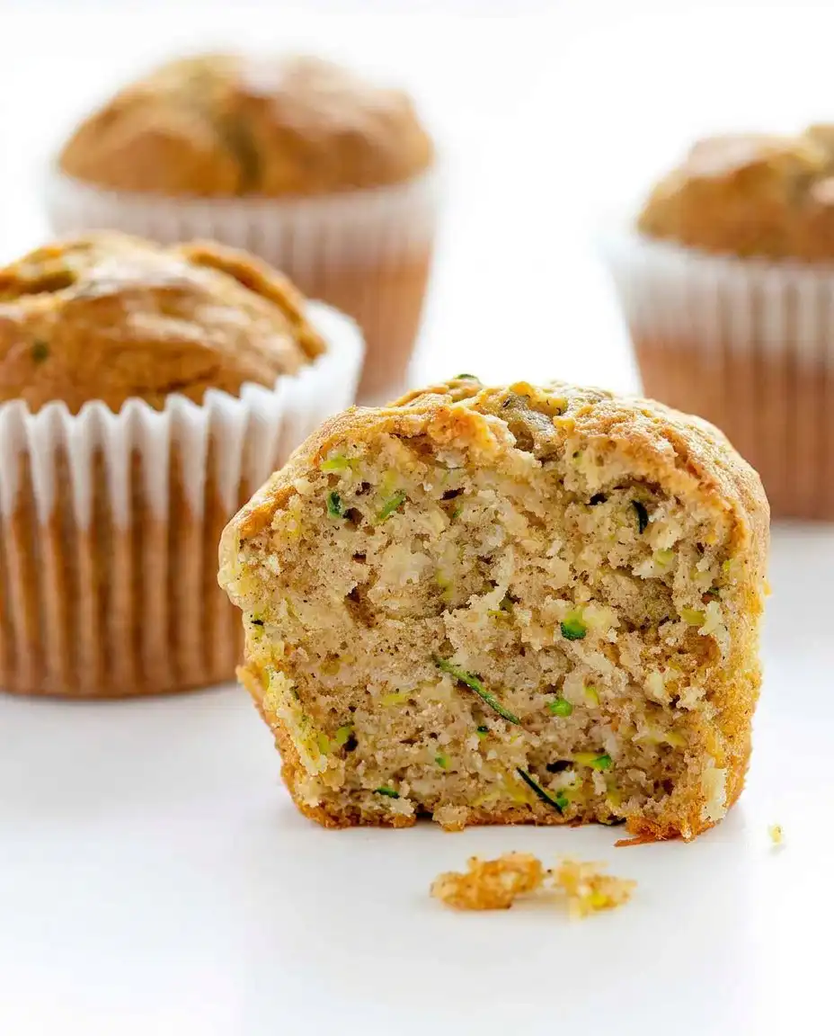 A banana zucchini muffin served on a white plate with a cup of coffee