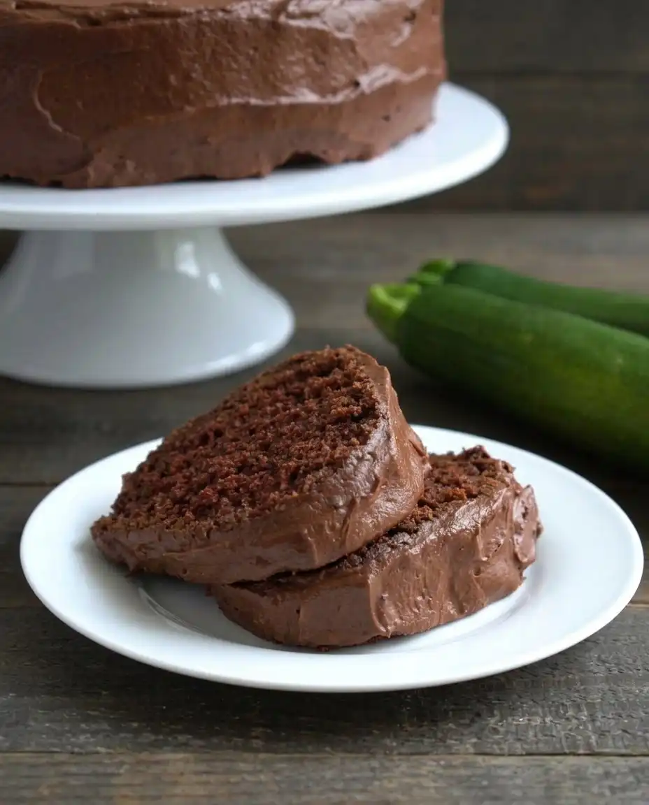 A slice of chocolate zucchini cake served with a cup of coffee