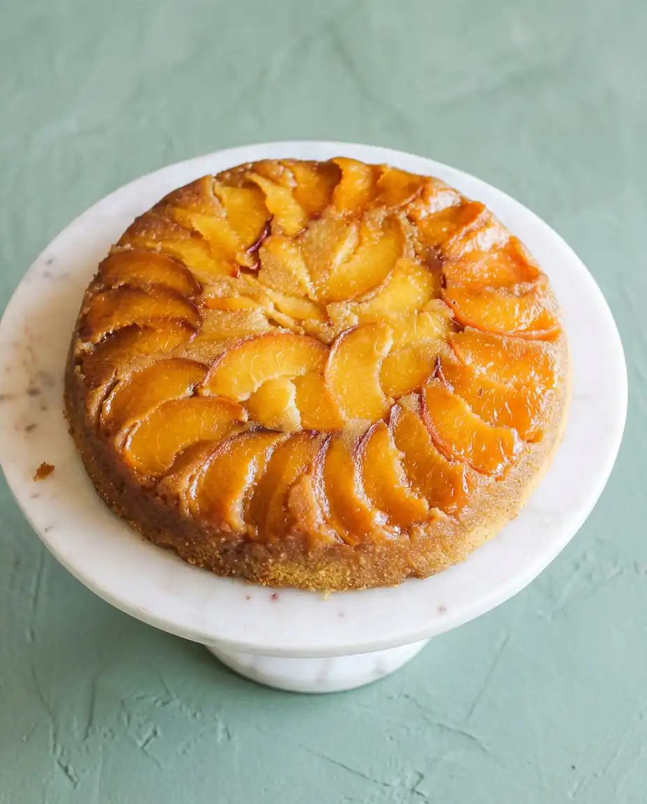 A scoop of vanilla ice cream melting on a slice of Easy Peach Pie Filling Dump Cake.