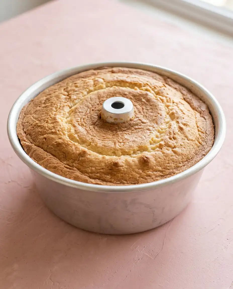 A slice of Classic Peach Pound Cake on a white plate with a side of whipped cream.