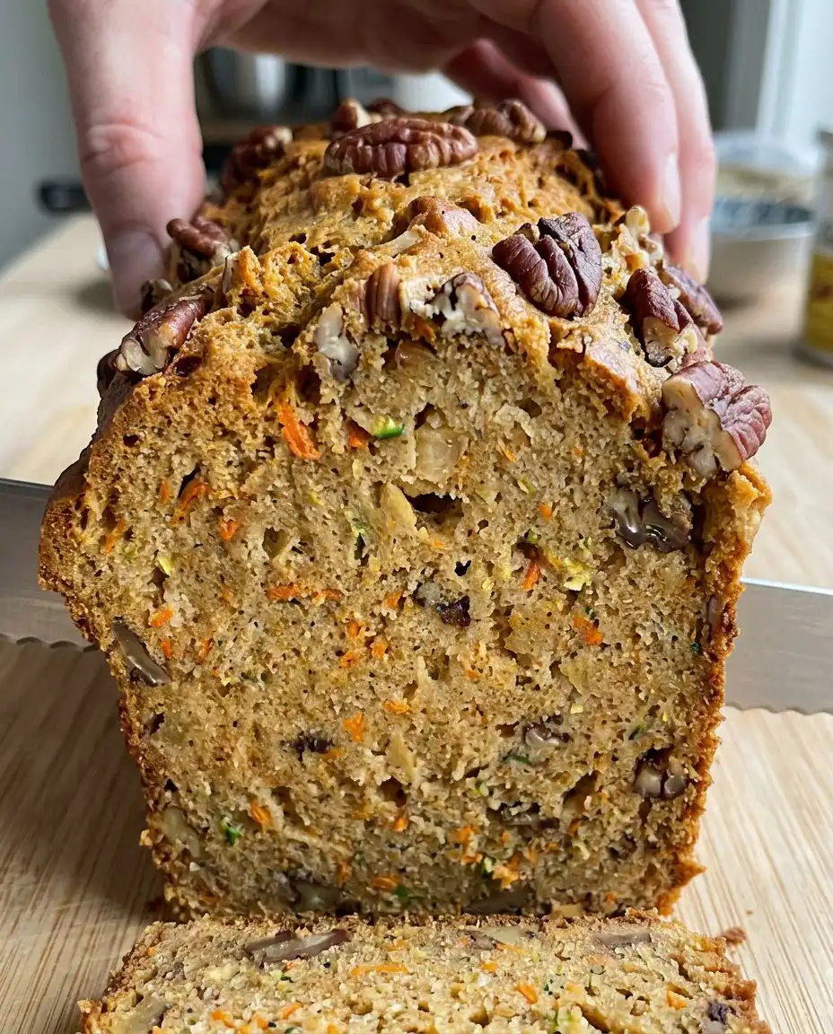 A slice of zucchini bread with a melting pat of butter
