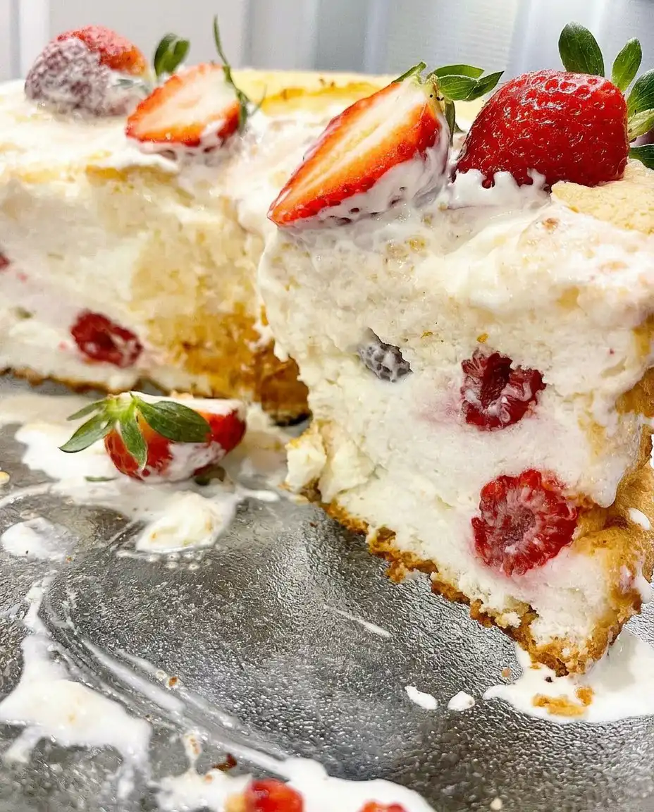 Sifting white flour and powdered sugar into a large bowl to create an airy cake texture.