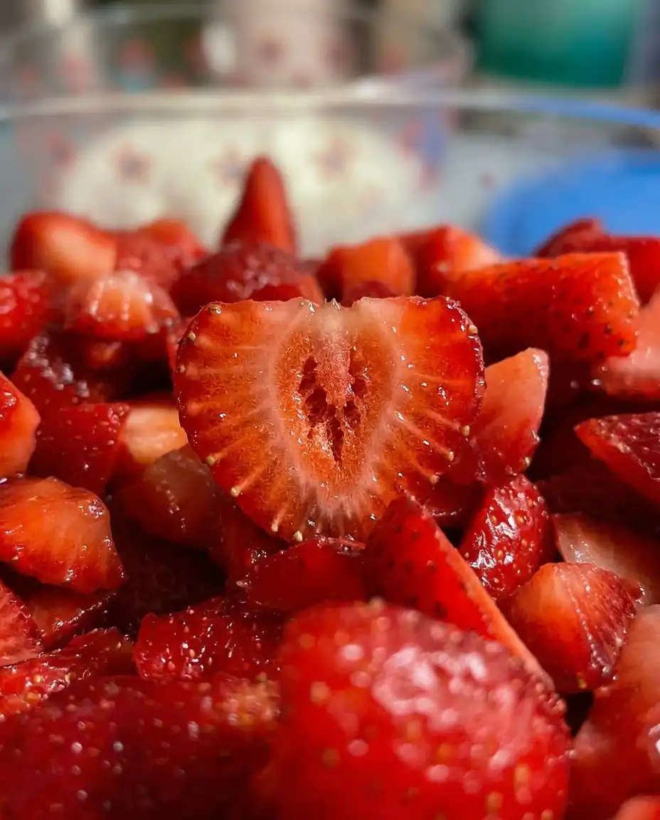 Basic ingredients for angel food cake including berries, marshmallow creme, and whipped topping.