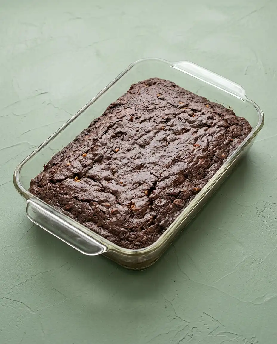 A square slice of Old-Fashioned Chocolate Zucchini Cake served on a white plate next to a cup of coffee.