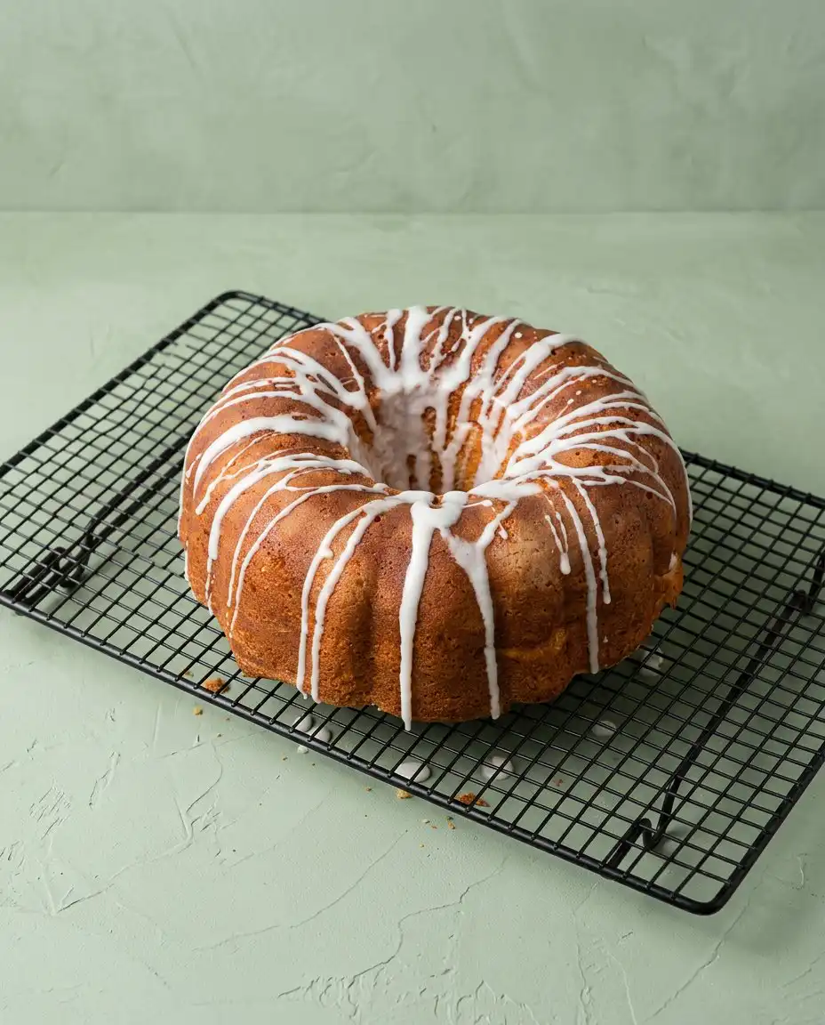 A slice of Southern Peach Cake served with a scoop of vanilla ice cream.