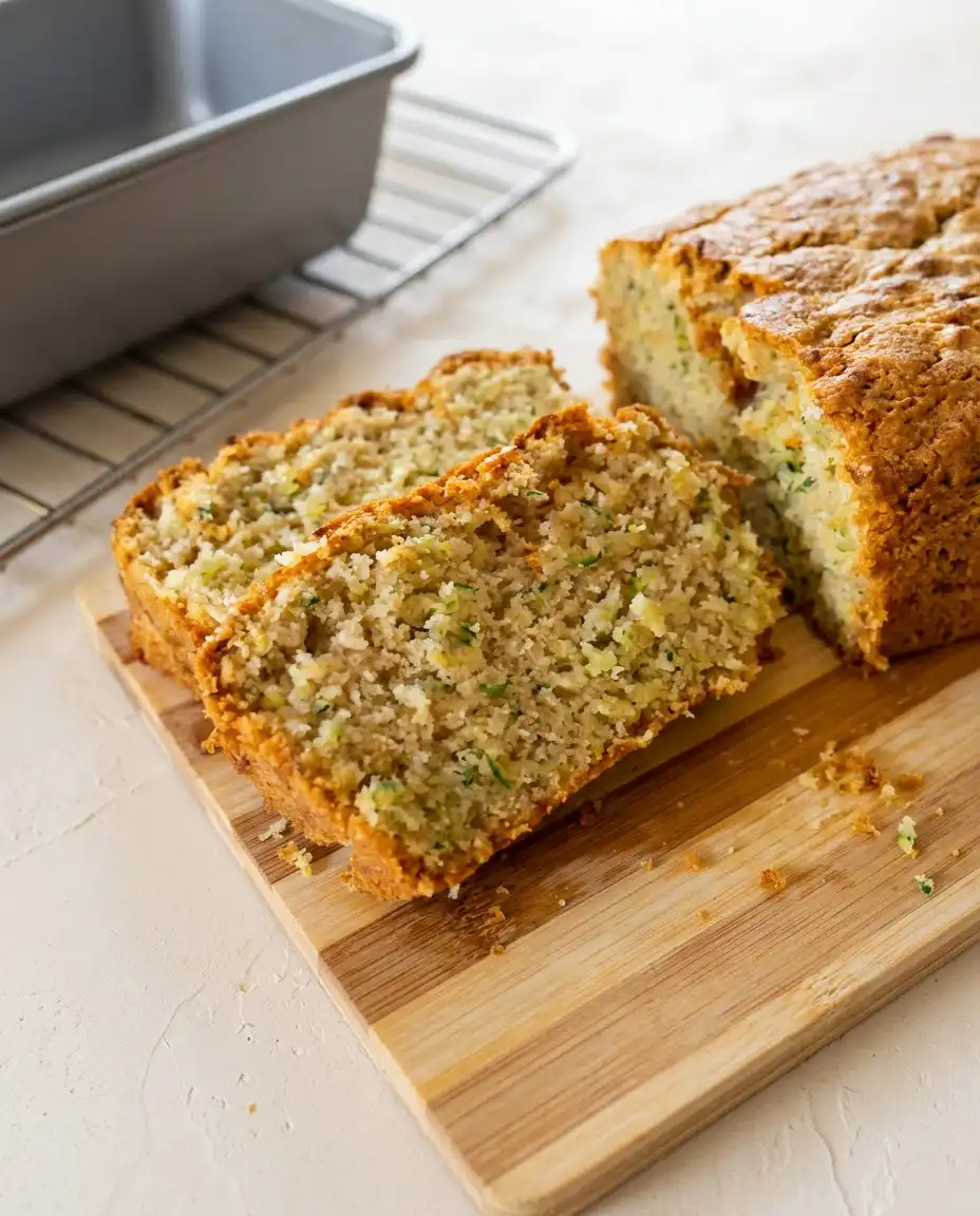 Two slices of Lemon Zucchini Cake on a white plate with a fork and a lemon wedge.