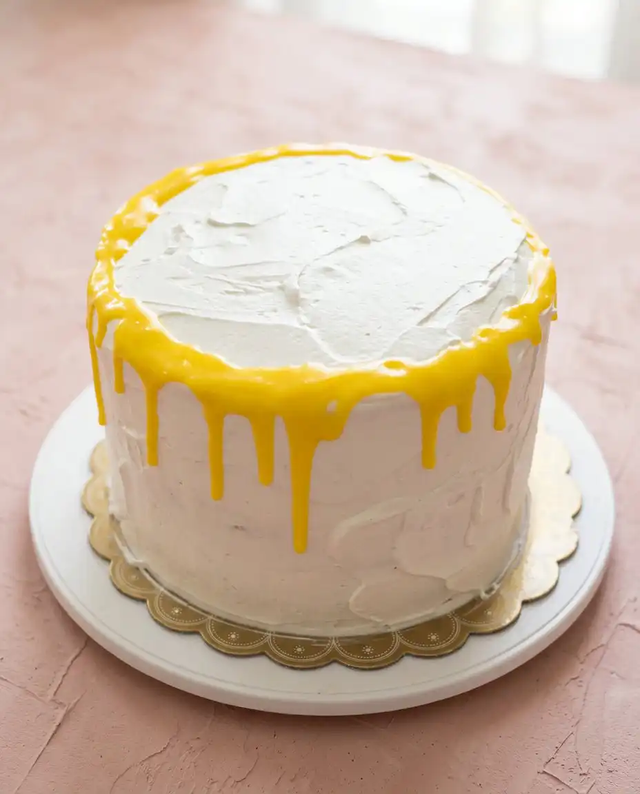 Mango Drip Cake 16 A slice of Mango Drip Cake showing the layers of sponge and fruit