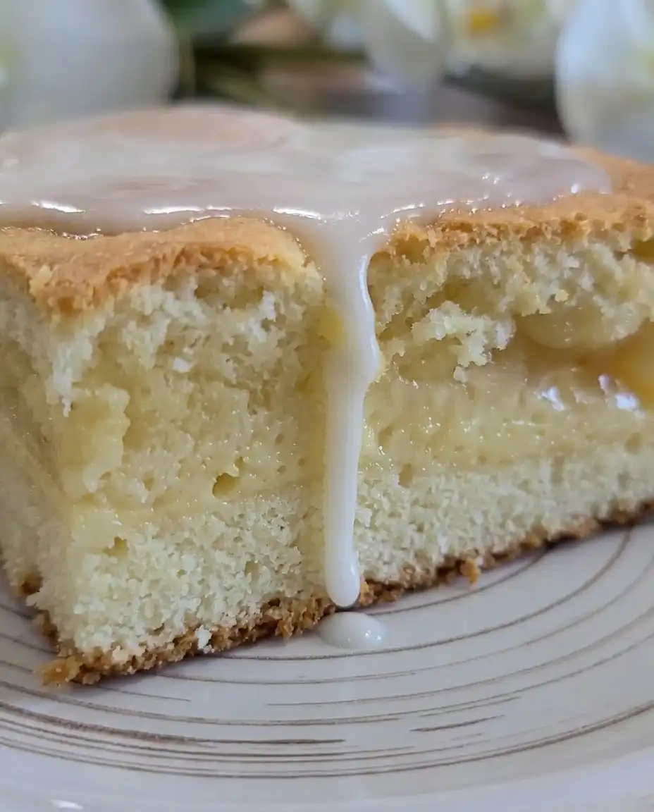 Three Peaches and Cream Bars stacked on a white ceramic plate ready to be served.