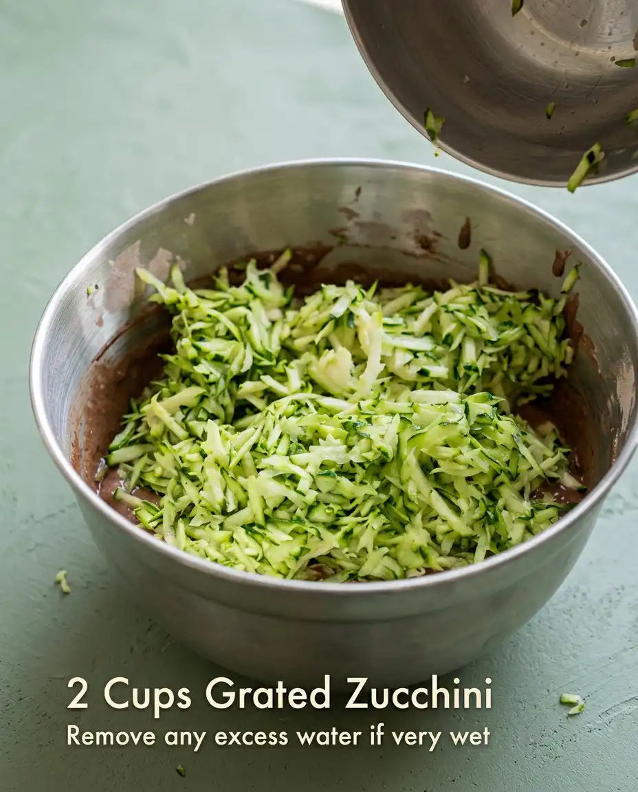 A hand testing a Gluten-Free Chocolate Zucchini Cake with a wooden skewer in the oven.