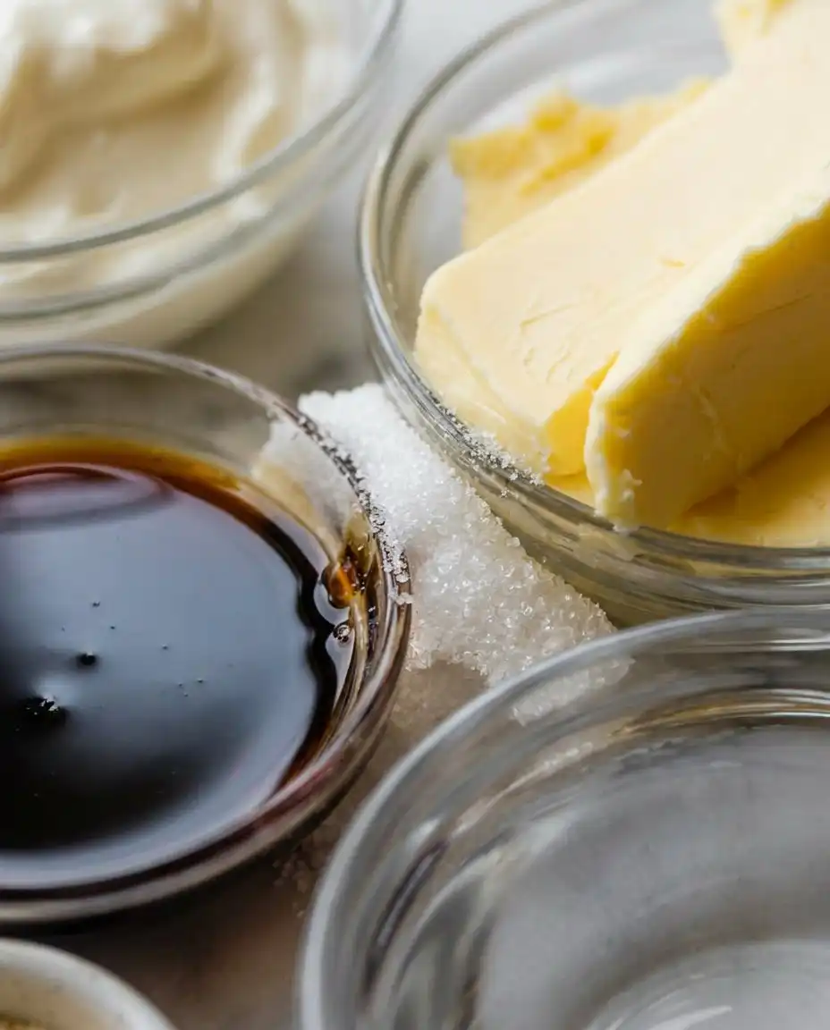 Simple ingredients for vanilla mousse cake filling