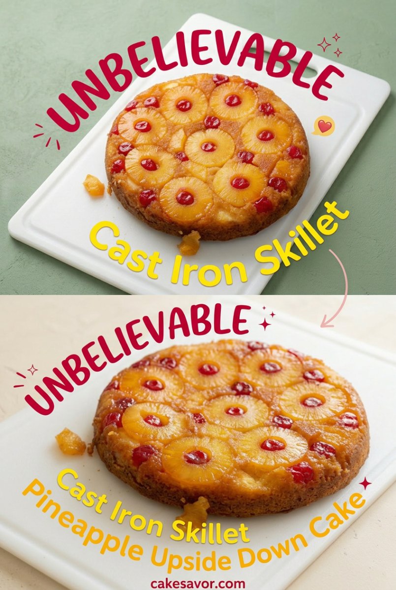 Easy Cast Iron Skillet Pineapple Upside Down Cake - Classic Pineapple Upside Down Cake Recipe
