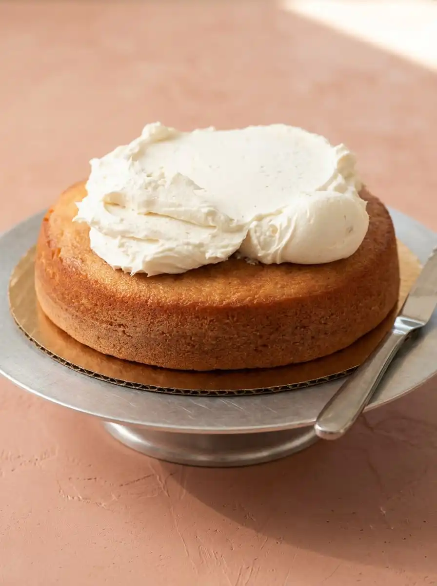 Two-Layer Naked Cake 14 Pantry ingredients like cake flour, buttermilk, and butter assembled on a kitchen counter for a Two-Layer Naked Cake.