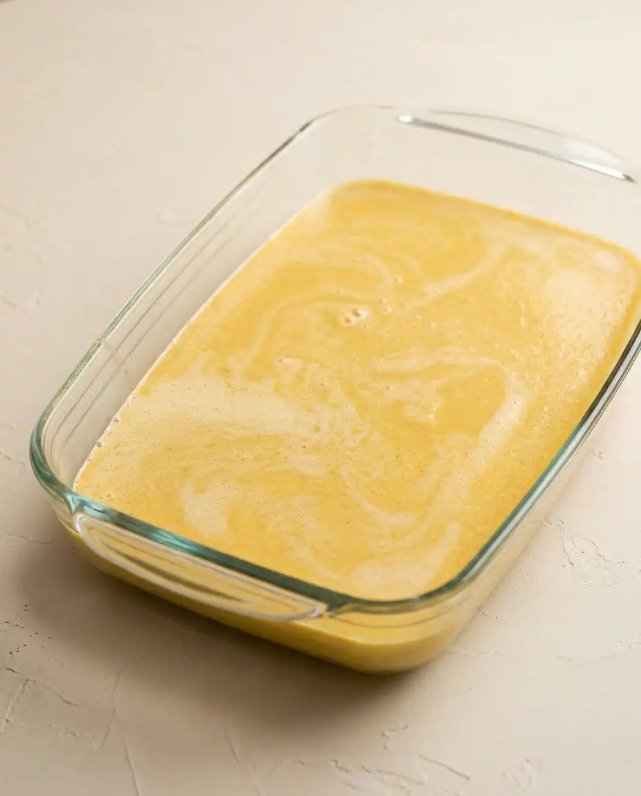 Drizzling melted butter over spice cake mix for the Classic Pumpkin Dump Cake.