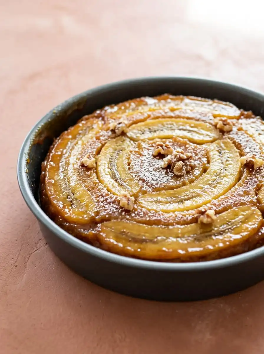 Pineapple Upside-Down Cake 15 Inverting a warm Pineapple Upside-Down Cake onto a ceramic serving platter