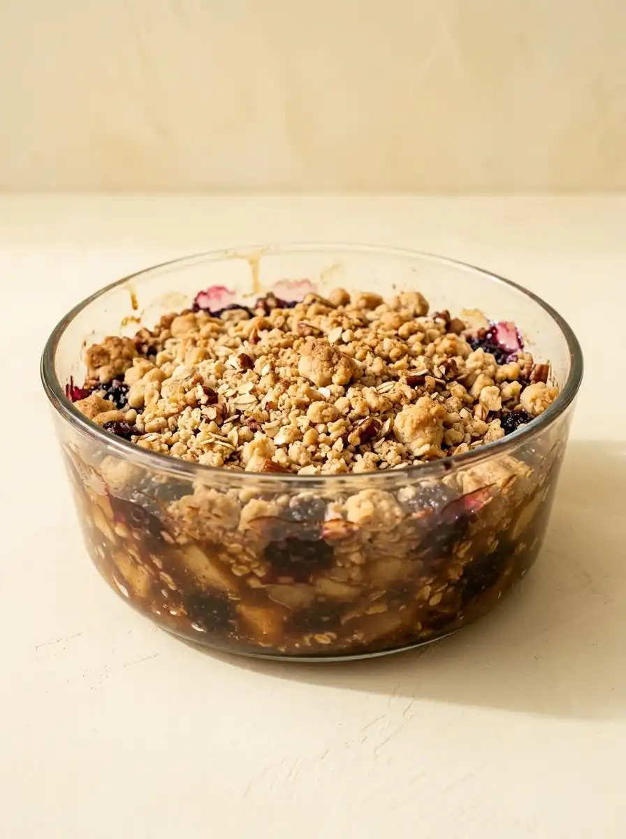 Blackberry Apple Dump Cake 14 Fresh apples and wild blackberries gathered on a table for making a rustic Blackberry Apple Dump Cake.