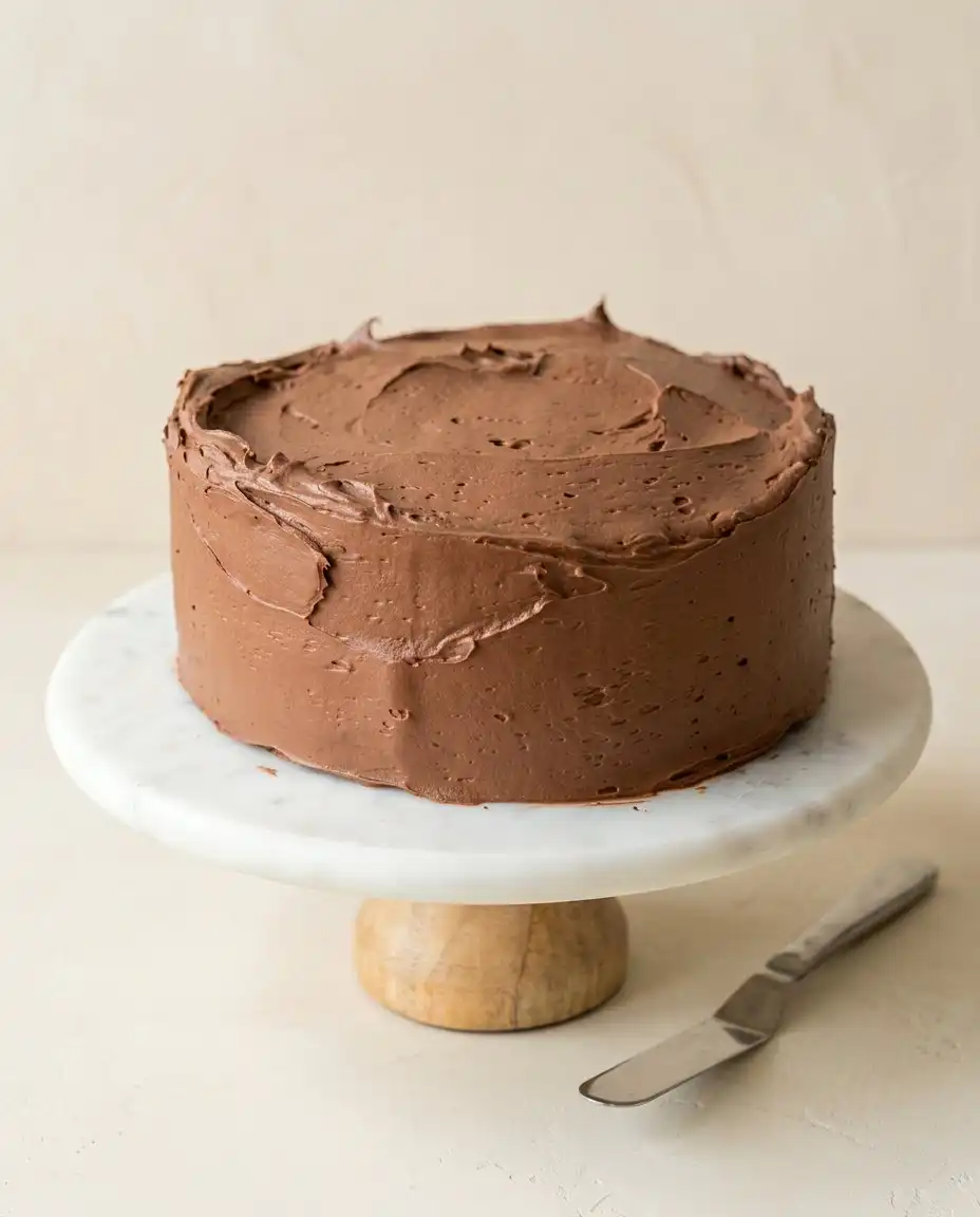 One-Bowl Chocolate Zucchini Cake 16 A generous slice of One-Bowl Chocolate Zucchini Cake with chocolate buttercream frosting.