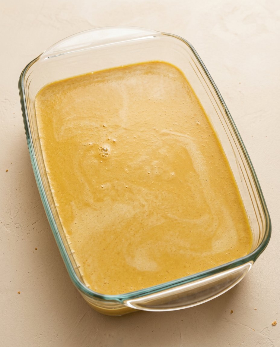 Grated cold butter evenly covering yellow cake mix for Pumpkin Dump Cake