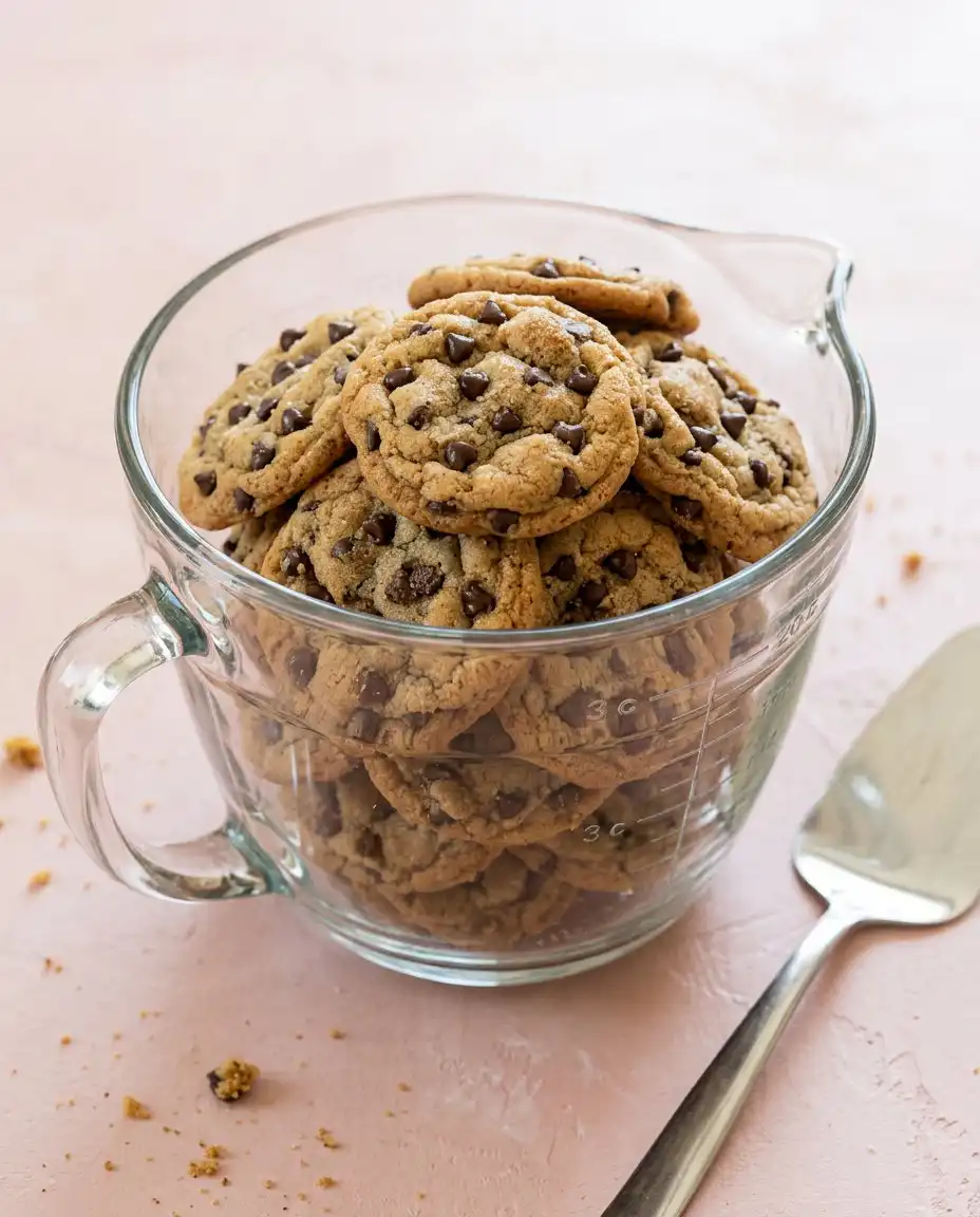 A flat lay of cookie cake ingredients including brown sugar, butter, and mini chocolate chips.